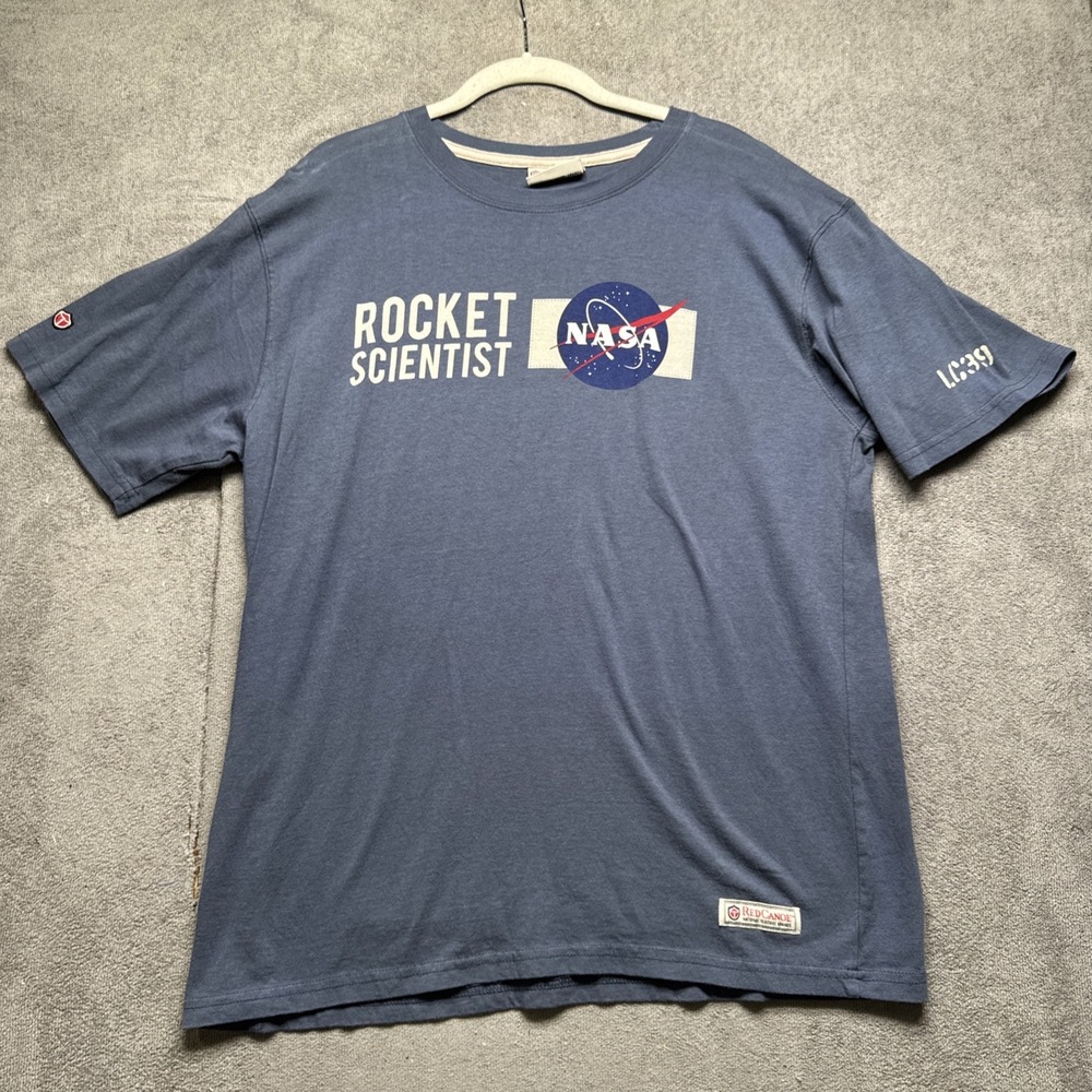 Red Canoe‎ NASA Rocket Scientist Graphic T Shirt Blue Gray Men's Large